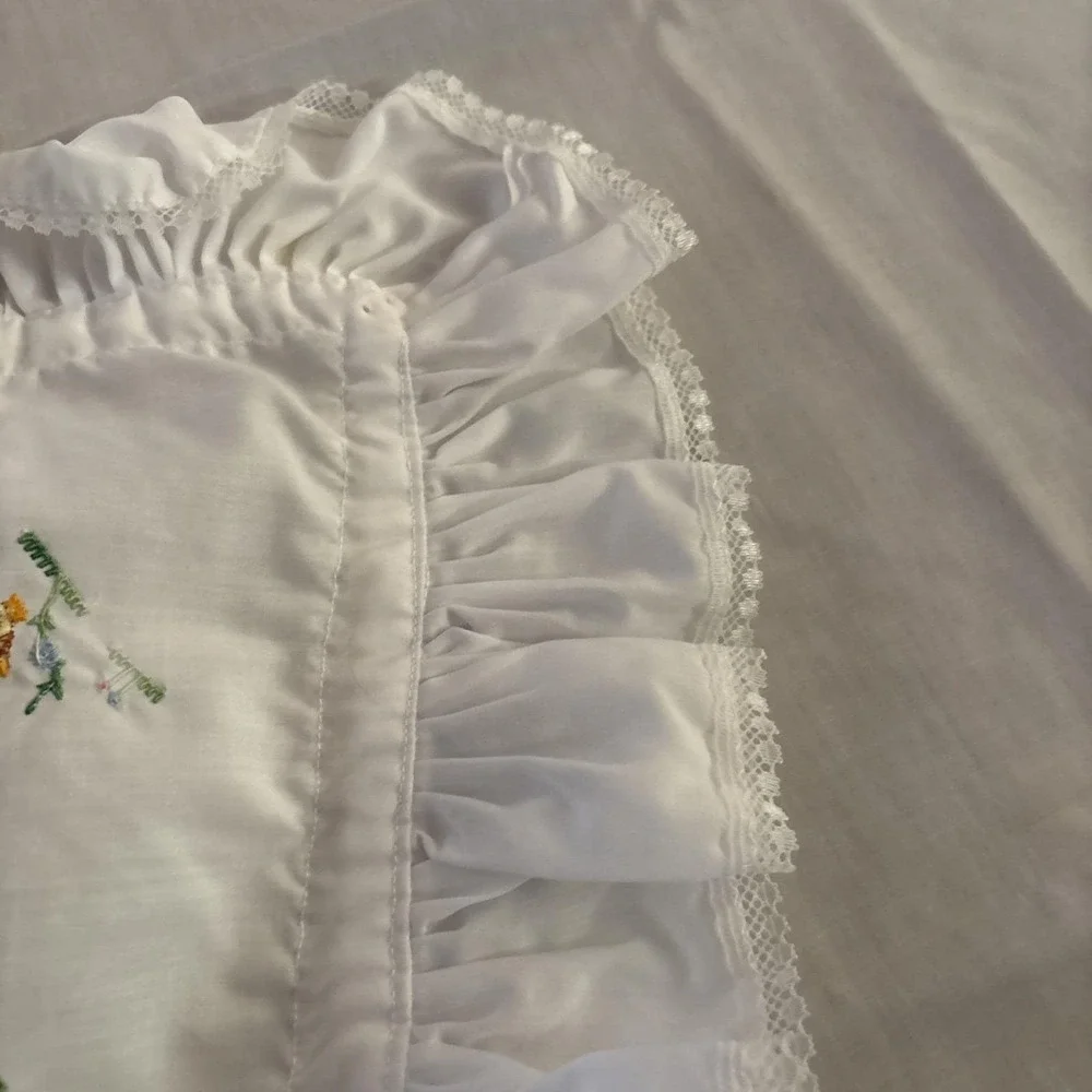 Handmade White Embroidered‎ Baby Blanket. Ducks. Gender Neutral. Ships In 24hrs